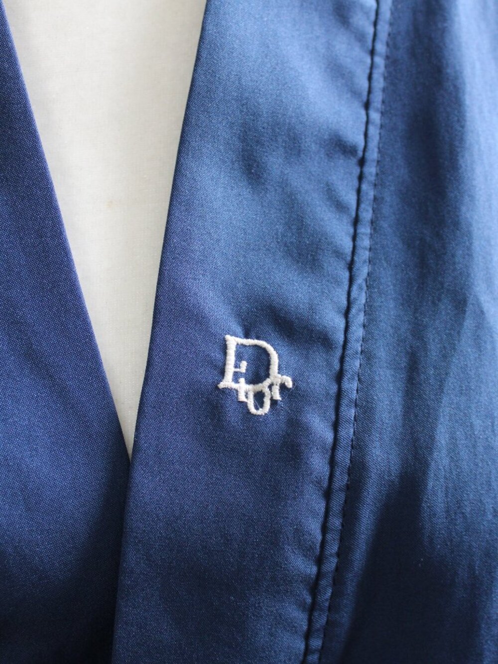 Christian Dior Monsieur Vintage Robe Kimono Navy Blue with Waist Belt One Size - Picture 5 of 5